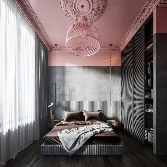 Мебель для спальни по индивидуальным заказам розово-черная BR721
