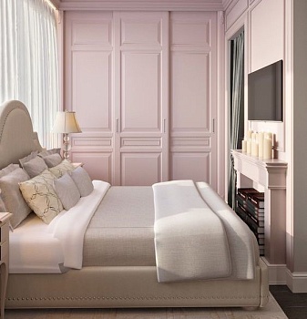 Мебель для спальни на заказ в современном стиле в розовых тонах BR722