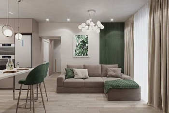 Корпусная мебель для гостиной на заказ в современном стиле в квартире-студии ZU211