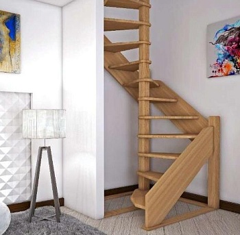 Изготовление деревянной лестницы на второй этаж OS551